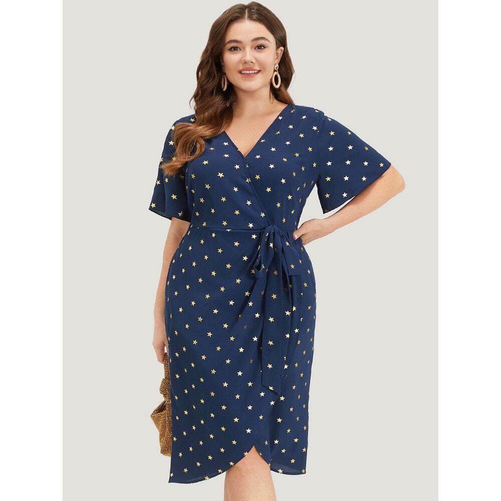 BloomChic Navy Star-Print Midi Dress
